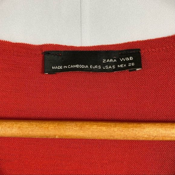ZARA W&B V-Neck Faux Wrap Sleeveless Blouse Top Red Orange - Picture 4 of 5